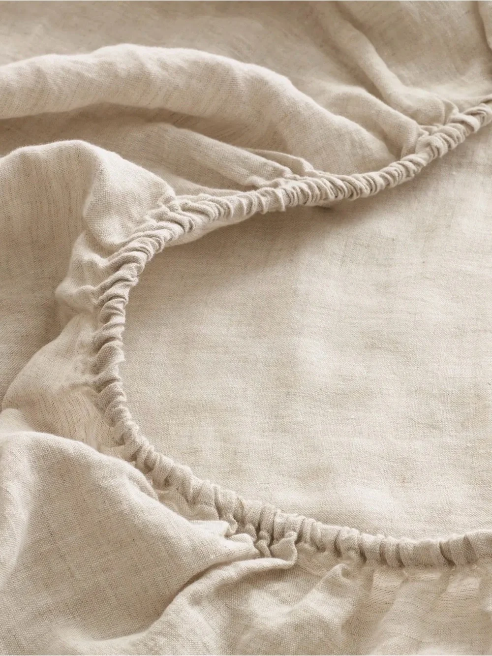 Full Linen Fitted Sheet Set in Natural Chambray - $174